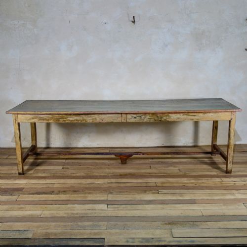 A LARGE 19TH CENTURY PROVINCIAL ORIGINAL PAINTED FRENCH FARMHOUSE REFECTORY TABLE - ADDITIONAL PHOTO 1