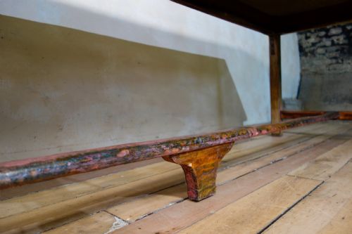 A LARGE 19TH CENTURY PROVINCIAL ORIGINAL PAINTED FRENCH FARMHOUSE REFECTORY TABLE - ADDITIONAL PHOTO 2