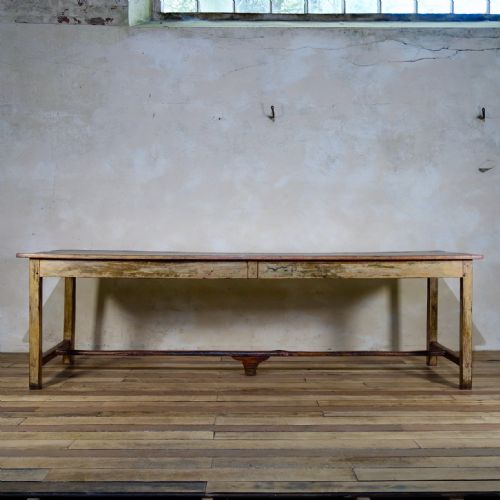 A LARGE 19TH CENTURY PROVINCIAL ORIGINAL PAINTED FRENCH FARMHOUSE REFECTORY TABLE - ADDITIONAL PHOTO 3