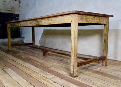 A LARGE 19TH CENTURY PROVINCIAL ORIGINAL PAINTED FRENCH FARMHOUSE REFECTORY TABLE - ADDITIONAL PHOTO 6