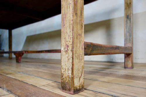A LARGE 19TH CENTURY PROVINCIAL ORIGINAL PAINTED FRENCH FARMHOUSE REFECTORY TABLE - ADDITIONAL PHOTO 8