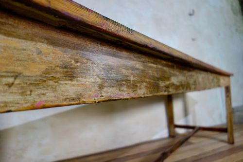 A LARGE 19TH CENTURY PROVINCIAL ORIGINAL PAINTED FRENCH FARMHOUSE REFECTORY TABLE - ADDITIONAL PHOTO 9