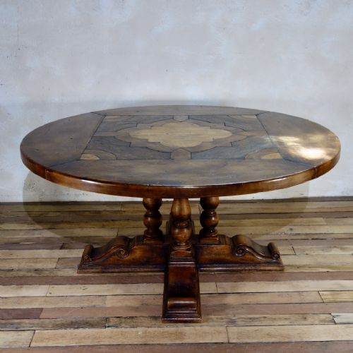 a large provincial 20th cent continental walnut center dining table round - CATEGORY: ANTIQUE TABLES - DATED 1910