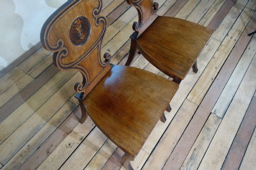 A PAIR OF MAHOGANY REGENCY HALL CHAIRS - ADDITIONAL PHOTO 8