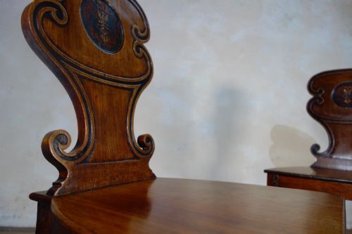A PAIR OF MAHOGANY REGENCY HALL CHAIRS - ADDITIONAL PHOTO 12