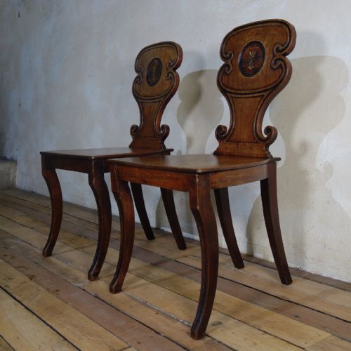 A PAIR OF MAHOGANY REGENCY HALL CHAIRS - ADDITIONAL PHOTO 13