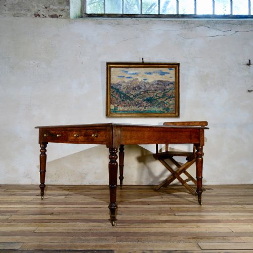 A PAINTED 19TH CENTURY OAK PARTNERS DESK - ADDITIONAL PHOTO 1