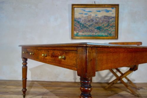 A PAINTED 19TH CENTURY OAK PARTNERS DESK - ADDITIONAL PHOTO 2