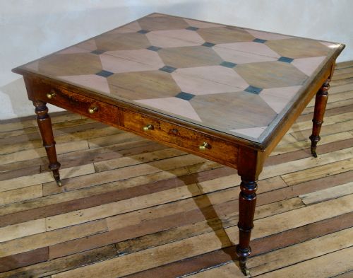 A PAINTED 19TH CENTURY OAK PARTNERS DESK - ADDITIONAL PHOTO 4