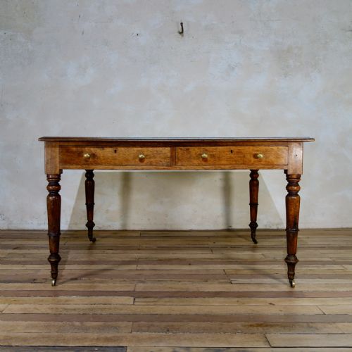 A PAINTED 19TH CENTURY OAK PARTNERS DESK - ADDITIONAL PHOTO 14