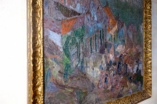A LARGE 20TH CENTURY OIL ON CANVAS LANDSCAPE PAINTING SQUARE - ADDITIONAL PHOTO 1