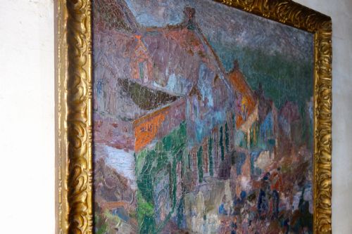 A LARGE 20TH CENTURY OIL ON CANVAS LANDSCAPE PAINTING SQUARE - ADDITIONAL PHOTO 2