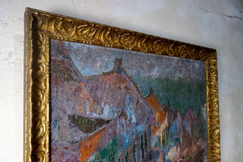 A LARGE 20TH CENTURY OIL ON CANVAS LANDSCAPE PAINTING SQUARE - ADDITIONAL PHOTO 3