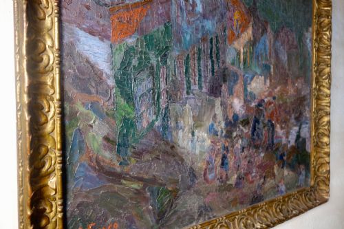 A LARGE 20TH CENTURY OIL ON CANVAS LANDSCAPE PAINTING SQUARE - ADDITIONAL PHOTO 5