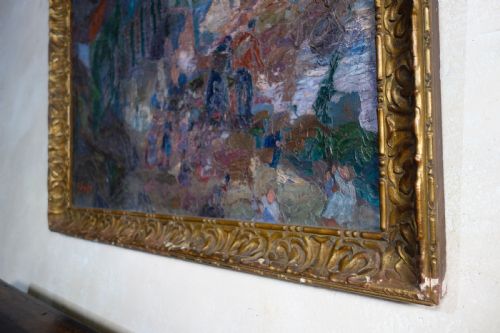 A LARGE 20TH CENTURY OIL ON CANVAS LANDSCAPE PAINTING SQUARE - ADDITIONAL PHOTO 7