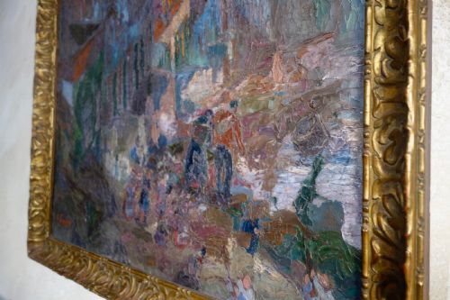 A LARGE 20TH CENTURY OIL ON CANVAS LANDSCAPE PAINTING SQUARE - ADDITIONAL PHOTO 8