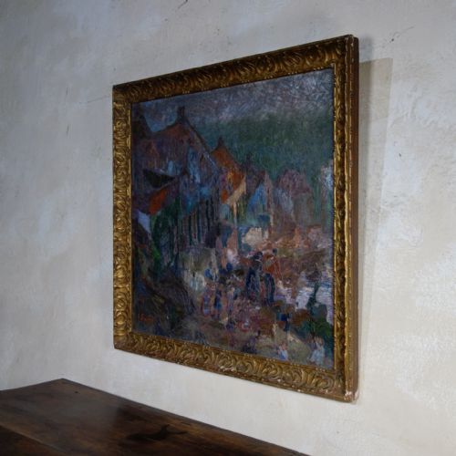 A LARGE 20TH CENTURY OIL ON CANVAS LANDSCAPE PAINTING SQUARE - ADDITIONAL PHOTO 11
