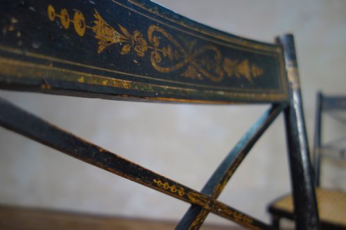 A PAIR OF REGENCY EBONISED AND CANED SIDE CHAIRS - ADDITIONAL PHOTO 2