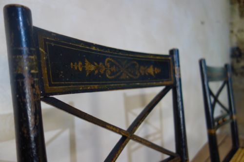A PAIR OF REGENCY EBONISED AND CANED SIDE CHAIRS - ADDITIONAL PHOTO 7