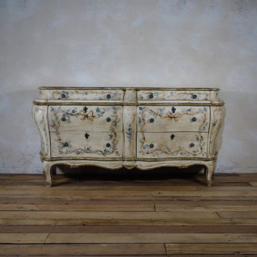 19th century italian venetian painted bombe sideboard commode - CATEGORY: ANTIQUE SIDEBOARDS - DATED 19TH CENTURY