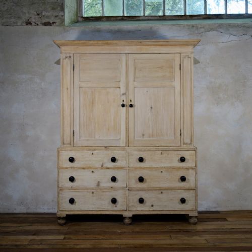 an antique 19th century bleached housekeepers cupboard drawers - CATEGORY: ANTIQUE CUPBOARDS - DATED 19TH CENTURY