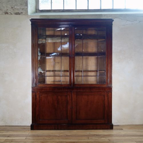 a large narrow thin georgian mahogany glazed bookcase - CATEGORY: ANTIQUE BOOKCASES - DATED GEORGIAN