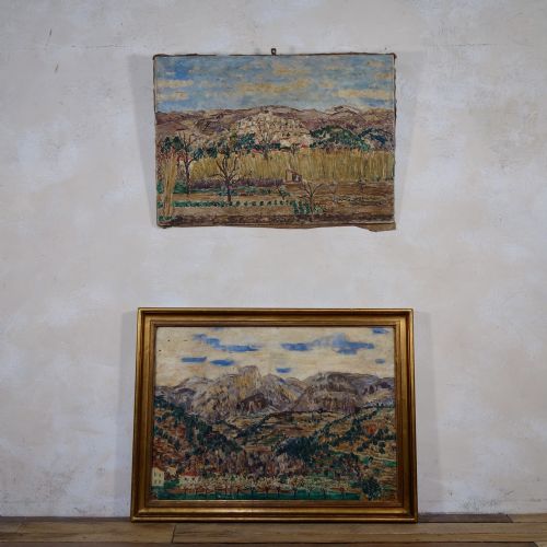 a pair of rogermaurice grillon italian oil on canvas landscapes paintings - CATEGORY: ANTIQUE ART - DATED 1920