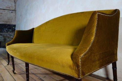 A GEORGE III SETTEE SOFA FAUX BAMBOO LEGS YELLOW GEORGIAN - ADDITIONAL PHOTO 3