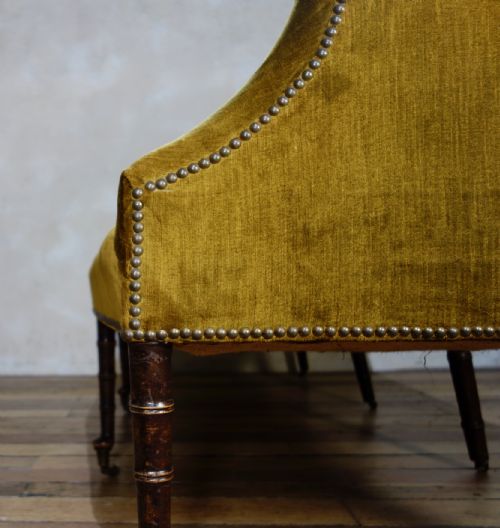 A GEORGE III SETTEE SOFA FAUX BAMBOO LEGS YELLOW GEORGIAN - ADDITIONAL PHOTO 4