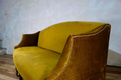 A GEORGE III SETTEE SOFA FAUX BAMBOO LEGS YELLOW GEORGIAN - ADDITIONAL PHOTO 7