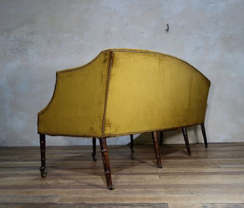 A GEORGE III SETTEE SOFA FAUX BAMBOO LEGS YELLOW GEORGIAN - ADDITIONAL PHOTO 8
