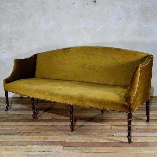 a george iii settee sofa faux bamboo legs yellow georgian - CATEGORY: ANTIQUE SOFAS - DATED GEORGIAN