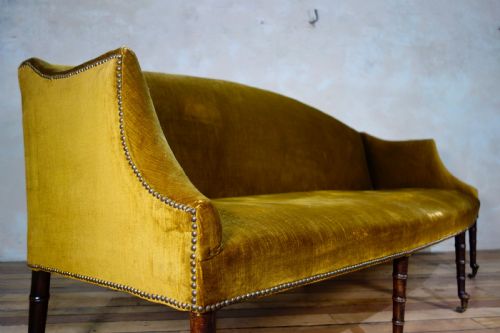 A GEORGE III SETTEE SOFA FAUX BAMBOO LEGS YELLOW GEORGIAN - ADDITIONAL PHOTO 11