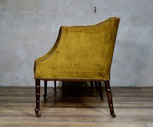 A GEORGE III SETTEE SOFA FAUX BAMBOO LEGS YELLOW GEORGIAN - ADDITIONAL PHOTO 12