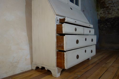 18TH CENTURY PAINTED GUSTAVIAN SWEDISH BUREAUX GLAZED BOOKCASE WHITE - ADDITIONAL PHOTO 9