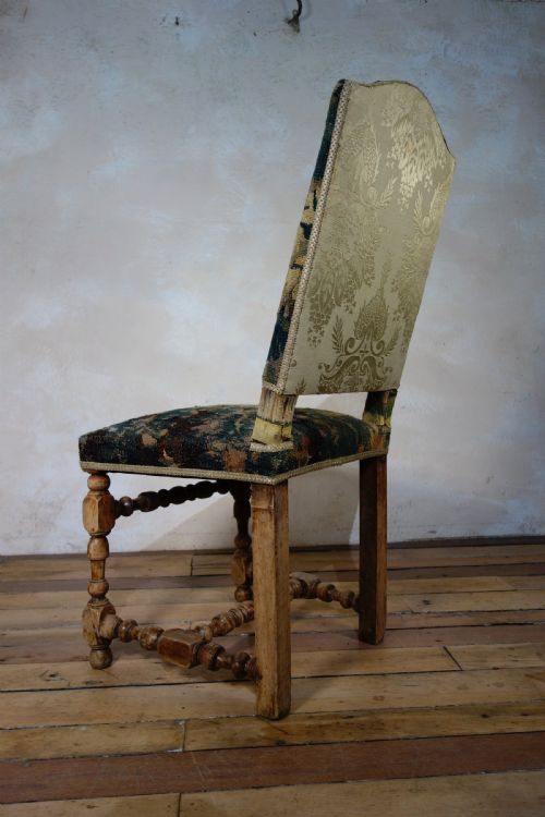 A BAROQUE FLEMISH 18TH CENTURY TAPESTRY UPHOLSTERED SIDE CHAIR BLEACHED - ADDITIONAL PHOTO 3