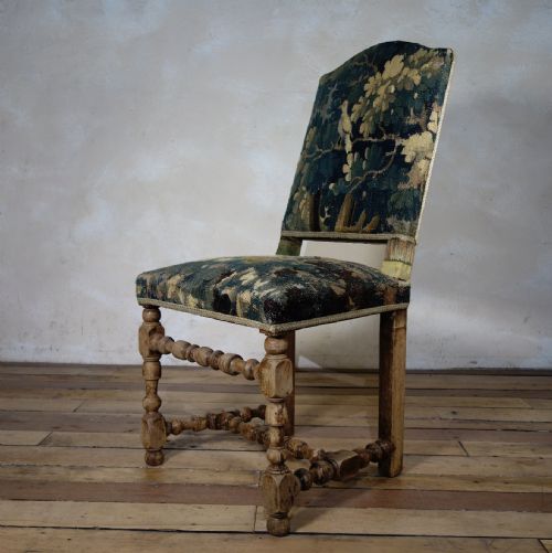 A BAROQUE FLEMISH 18TH CENTURY TAPESTRY UPHOLSTERED SIDE CHAIR BLEACHED - ADDITIONAL PHOTO 4