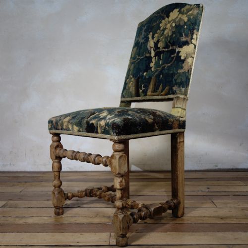 A BAROQUE FLEMISH 18TH CENTURY TAPESTRY UPHOLSTERED SIDE CHAIR BLEACHED - ADDITIONAL PHOTO 5