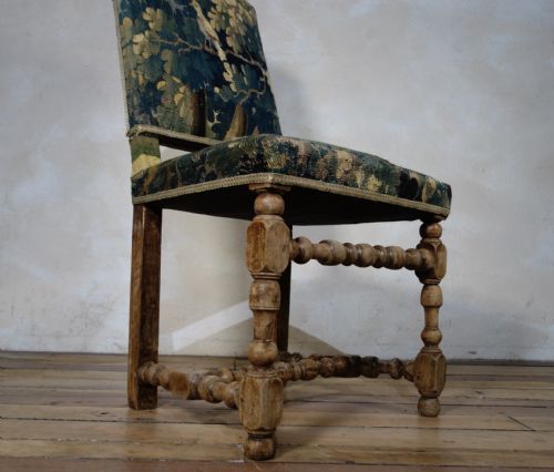 A BAROQUE FLEMISH 18TH CENTURY TAPESTRY UPHOLSTERED SIDE CHAIR BLEACHED - ADDITIONAL PHOTO 8