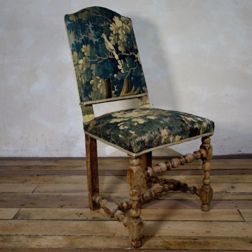 a baroque flemish 18th century tapestry upholstered side chair bleached - CATEGORY: ANTIQUE CHAIRS - DATED 18TH CENTURY