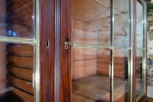 A REGENCY MAHOGANY GLAZED LIBRARY BOOKCASE PARCELGILT - ADDITIONAL PHOTO 5