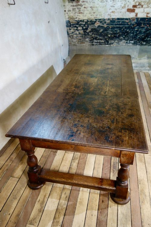 A LARGE HISTORICALLY IMPORTANT 19TH CENTURY OAK REFECTORY DINING TABLE MUSEUM - ADDITIONAL PHOTO 12