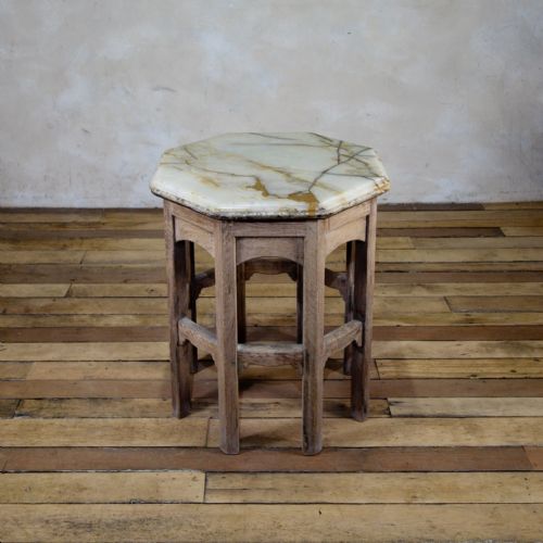 A 19TH CENTURY BLEACHED OAK OCTAGONAL SIDE TABLE ONYX TOP - ADDITIONAL PHOTO 3
