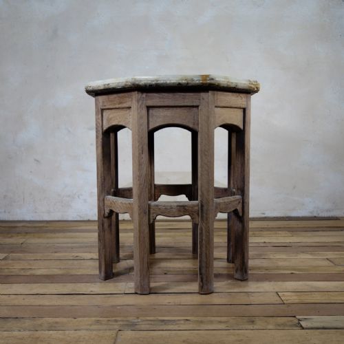 A 19TH CENTURY BLEACHED OAK OCTAGONAL SIDE TABLE ONYX TOP - ADDITIONAL PHOTO 4