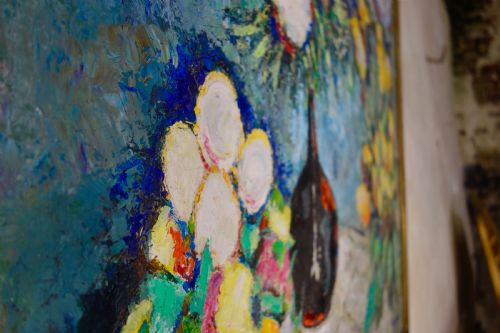 AN EXCEPTIONAL LARGE OIL ON CANVAS PAINTING BY GERMAINE NORDMANN FLORAL - ADDITIONAL PHOTO 5