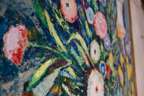 AN EXCEPTIONAL LARGE OIL ON CANVAS PAINTING BY GERMAINE NORDMANN FLORAL - ADDITIONAL PHOTO 6