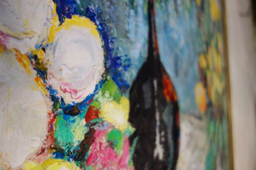 AN EXCEPTIONAL LARGE OIL ON CANVAS PAINTING BY GERMAINE NORDMANN FLORAL - ADDITIONAL PHOTO 7
