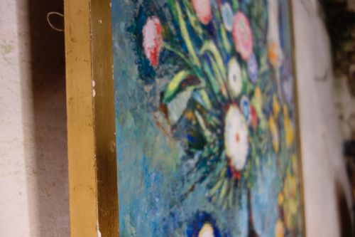 AN EXCEPTIONAL LARGE OIL ON CANVAS PAINTING BY GERMAINE NORDMANN FLORAL - ADDITIONAL PHOTO 8