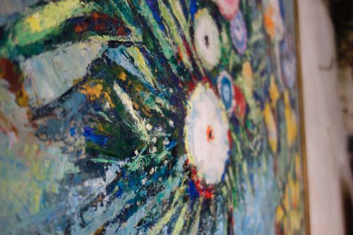 AN EXCEPTIONAL LARGE OIL ON CANVAS PAINTING BY GERMAINE NORDMANN FLORAL - ADDITIONAL PHOTO 11