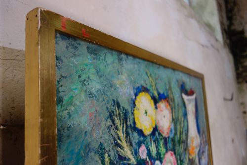 AN EXCEPTIONAL LARGE OIL ON CANVAS PAINTING BY GERMAINE NORDMANN FLORAL - ADDITIONAL PHOTO 12
